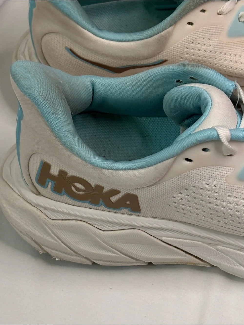 HOKA Women's White & Aqua Blue Running Shoes Sz 7.5